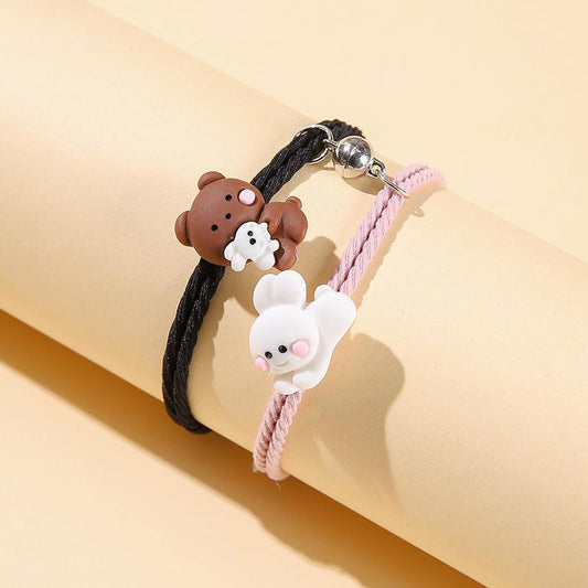 2 Pcs Acrylic Plated Charm Bracelet